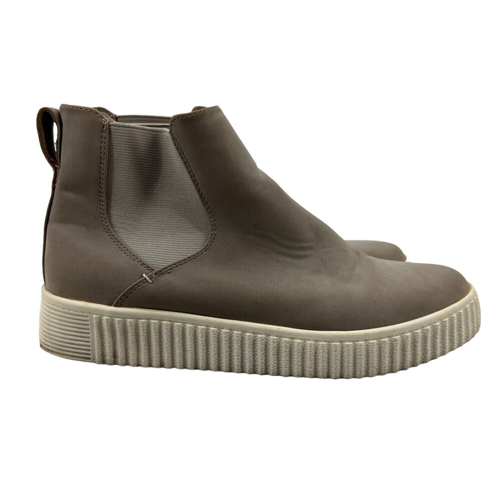 Susina Sabrina Platform Sneaker Womens 7 Gray Faux Suede Dual Elastic Side Shoes